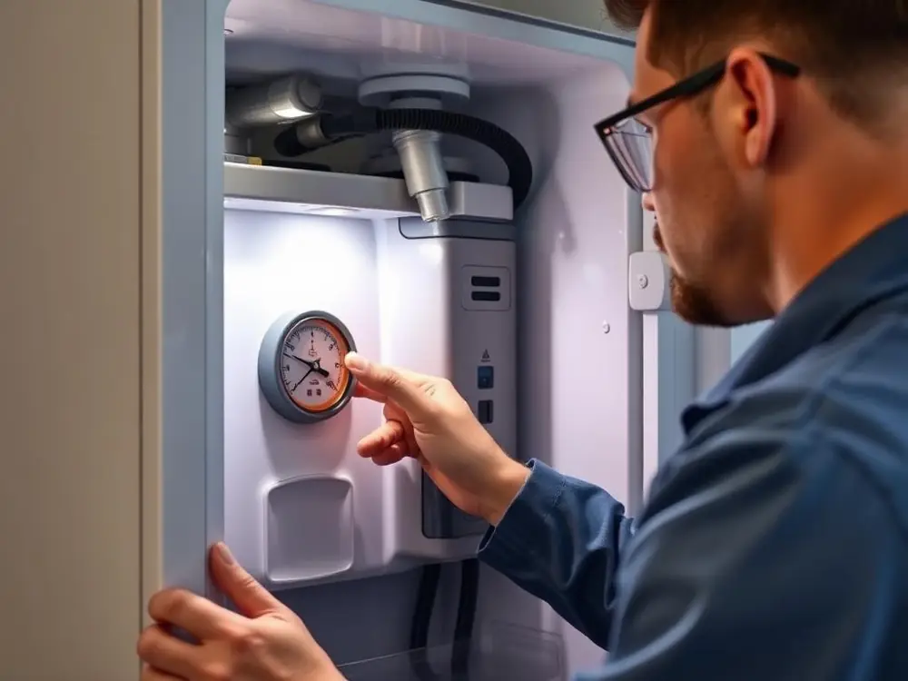 Compressor and condenser coils at the back of a refrigerator